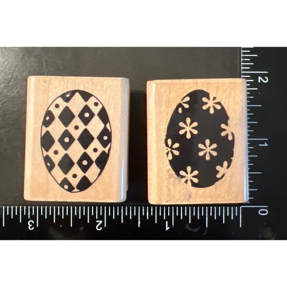 Inkadinkado Wood mounted Easter Egg Rubber Stamp Set Of 2 96559 - Picture 1 of 4
